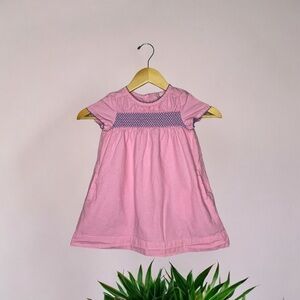 Mini Boden Pink Linen Smocked Dress Size 2-3Y